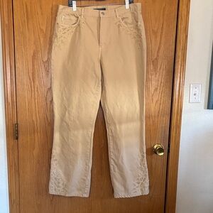Tan like new Lauren Jeans Co Pants with lace embellishments